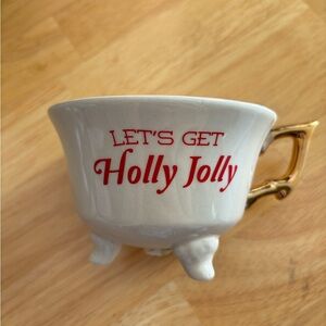 Festive White and Gold Holiday Teacup